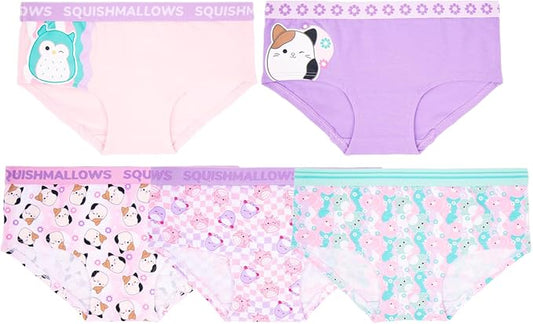 Squishmallows Girls 5-Pack Underwear Briefs, Cam and Friends Underwear Set, Multicolor