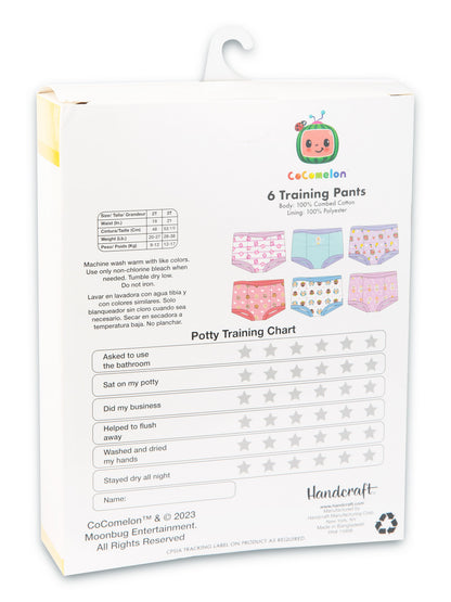 CoComelon Toddler Girls 6-Pack Training Pants – Cotton Potty Training Underwear with Bonus Sticker Chart