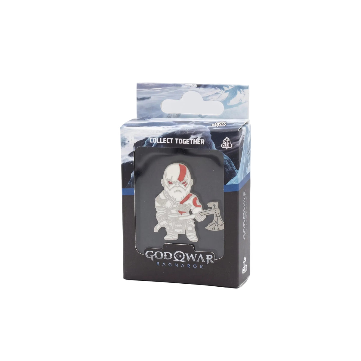 Pin Club God of War Ragnarok Kratos Enamel Pin, Official PlayStation Chibi Figure Pin with Leviathan Axe, Collectible Lapel Pin