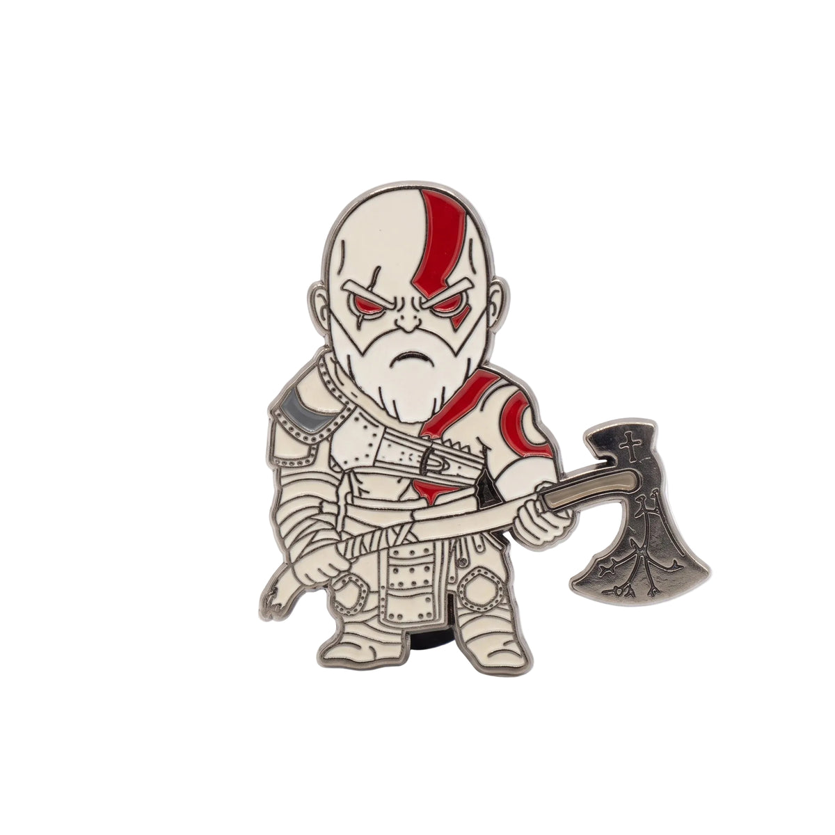 Pin Club God of War Ragnarok Kratos Enamel Pin, Official PlayStation Chibi Figure Pin with Leviathan Axe, Collectible Lapel Pin