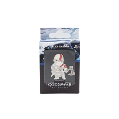 Pin Club God of War Ragnarok Kratos Enamel Pin, Official PlayStation Chibi Figure Pin with Leviathan Axe, Collectible Lapel Pin