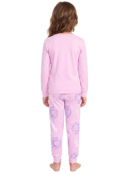 Unicorn Academy Girls 2-Piece Long Sleeve Pajama Set, Pink Top and Jogger Style Pants with Character Graphics, Sizes 4-10