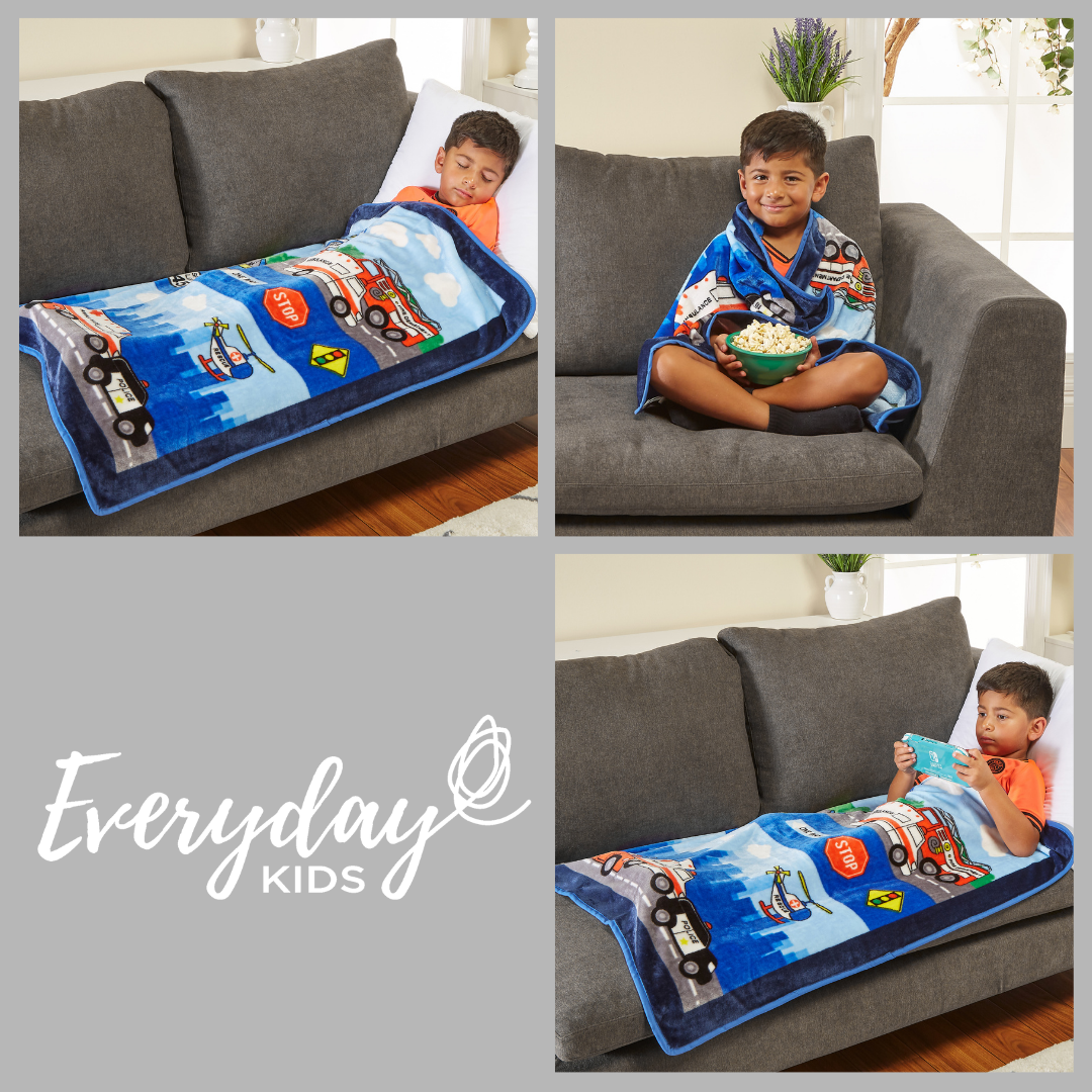EVERYDAY KIDS Toddler Throw Blanket - Fire and Police Rescue