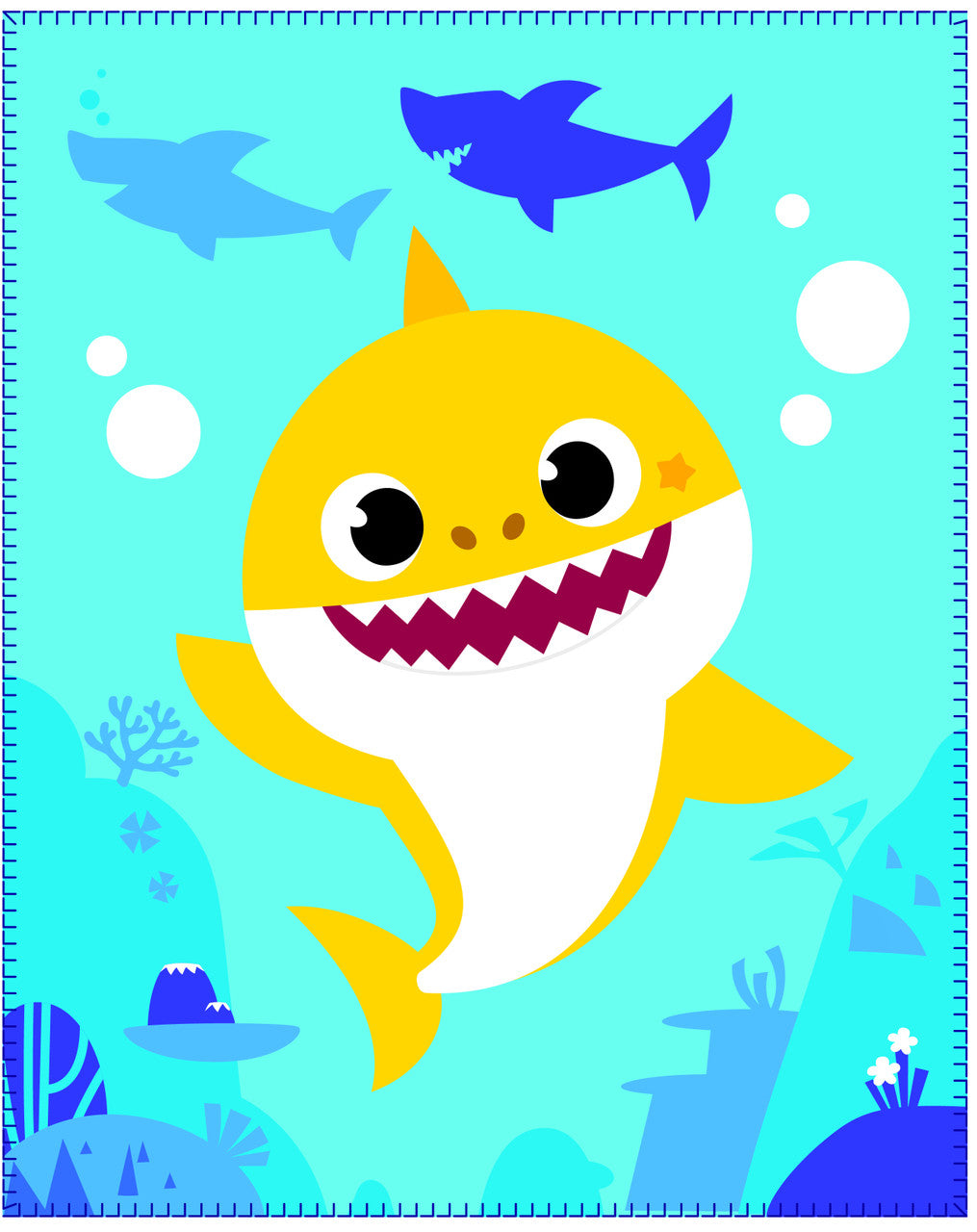 Baby Shark Guardian Sharks Fleece Throw Blanket, 40” x 50”