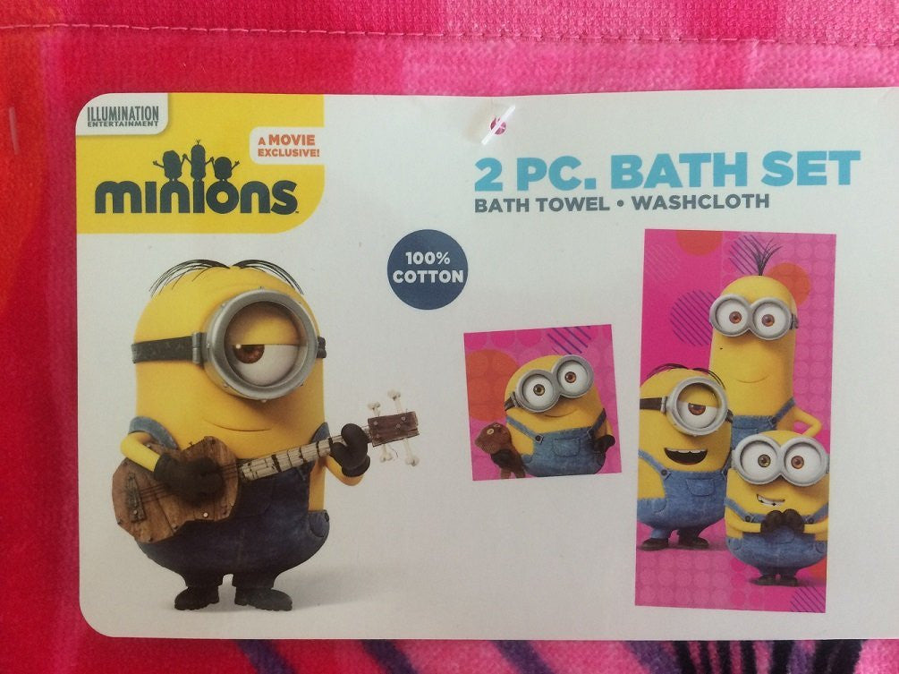 Despicable Me Minion Girl Bath Towel and Washcloth Set