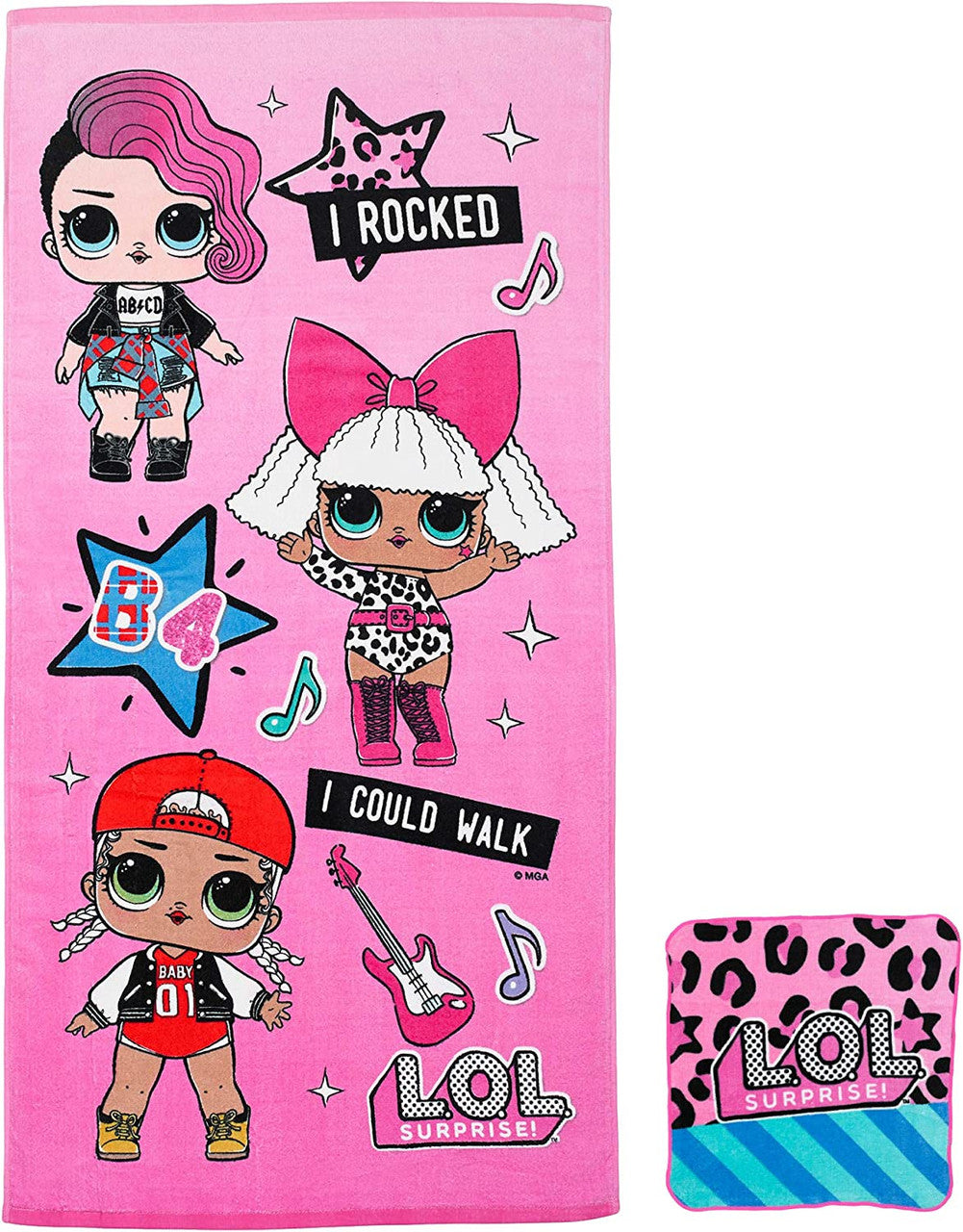 L.O.L Surprise! Kids Cotton Bath Towel and Wash Cloth Set