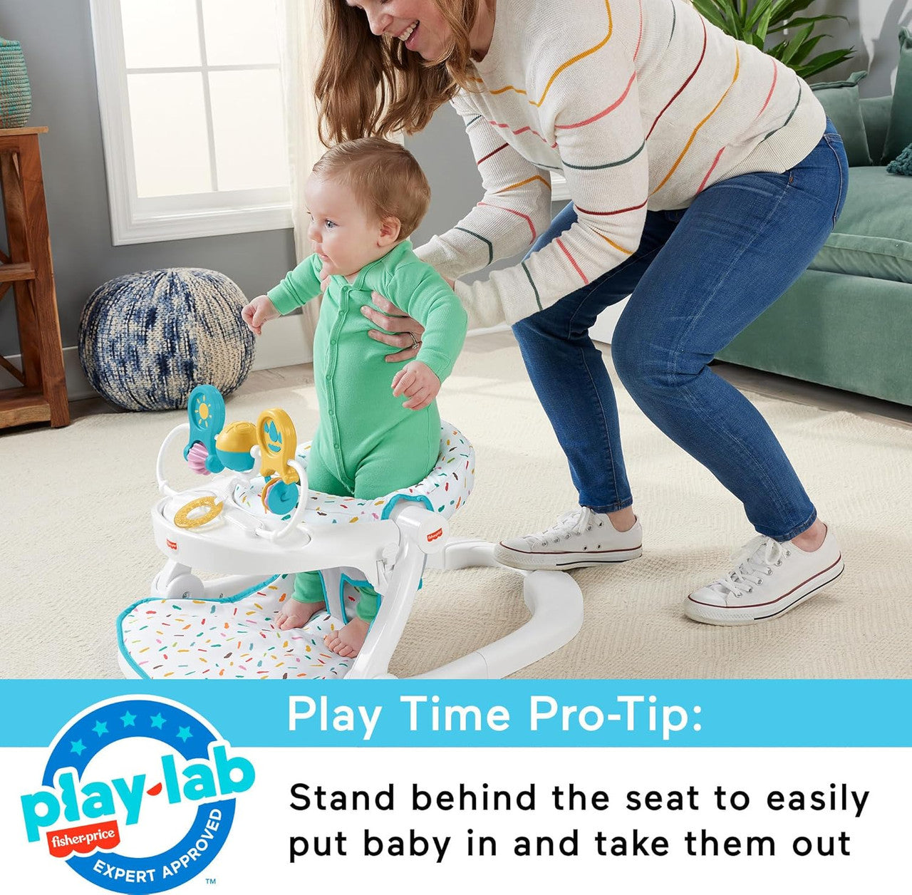 Fisher-Price Portable Baby Chair Deluxe Sit-Me-Up Floor Seat with Snack Tray