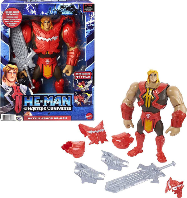 He-Man and The Masters of the Universe Deluxe 8.5-Inch Action Figure - Power Attack Battle Feature with Armor 