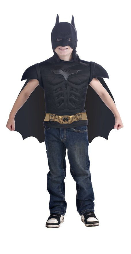 Batman Muscle Chest T-Shirt Mask and Cape Costume (Small)