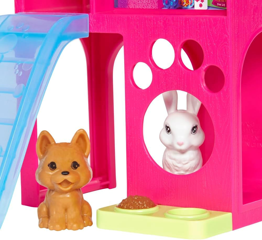 Barbie Doll and Pet Playhouse Playset with 2 Pets