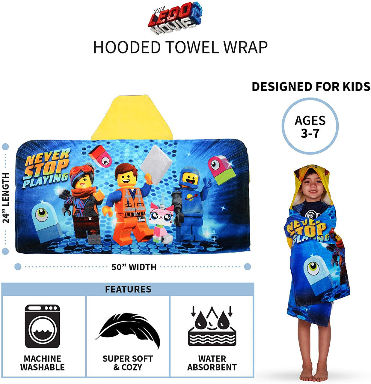 LEGO Movie 2 Hooded Towel Wrap