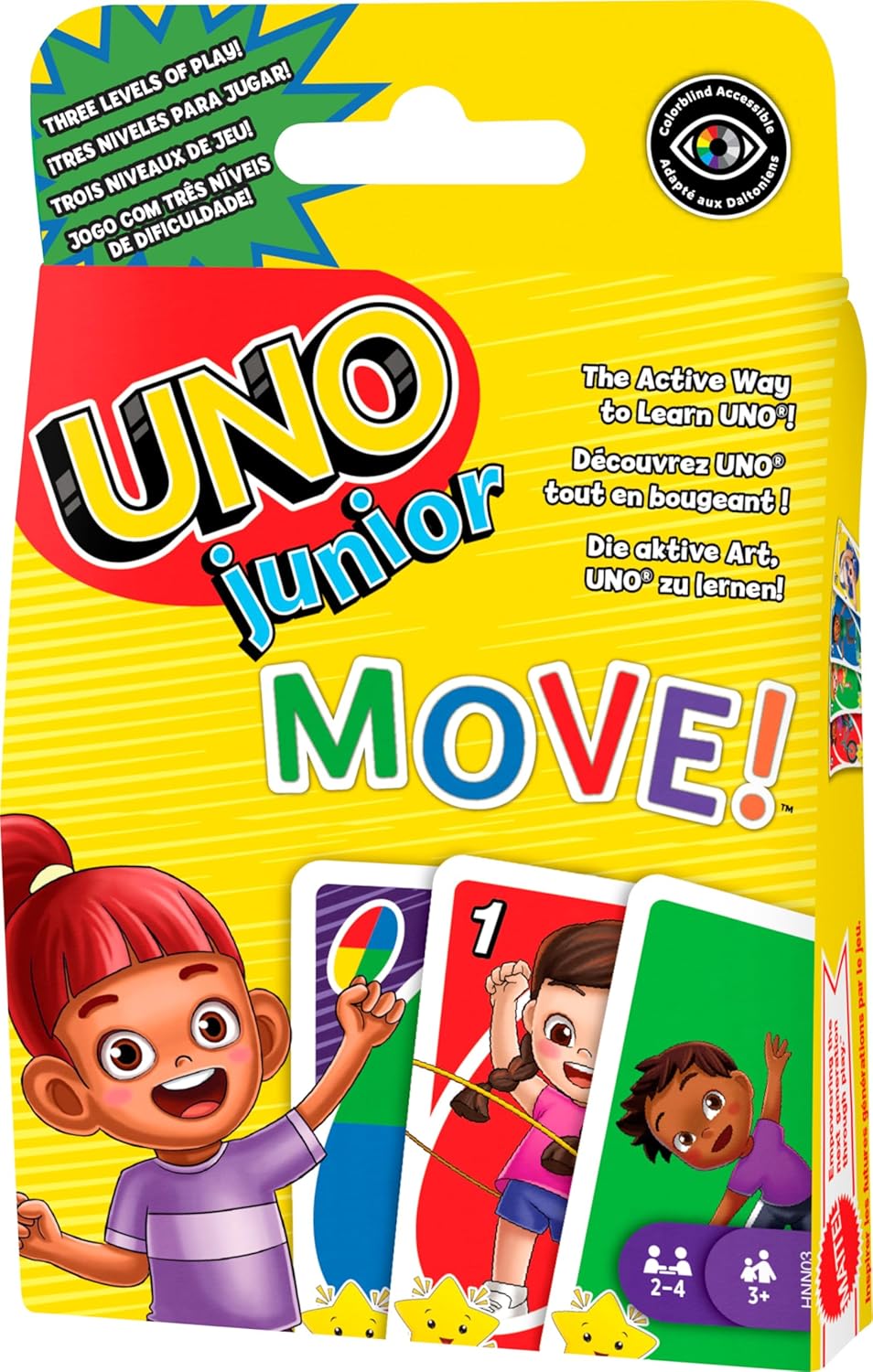 Mattel Games UNO Junior Move Kids Card Game with Action Rules, Family & Travel Party Game for Kids and Families