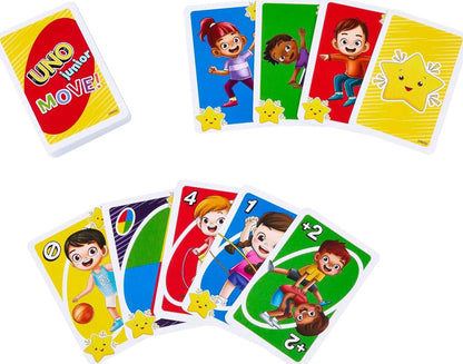 Mattel Games UNO Junior Move Kids Card Game with Action Rules, Family & Travel Party Game for Kids and Families