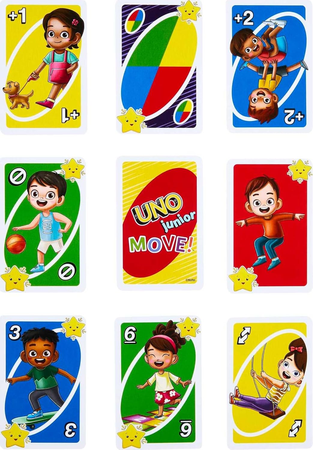 Mattel Games UNO Junior Move Kids Card Game with Action Rules, Family & Travel Party Game for Kids and Families