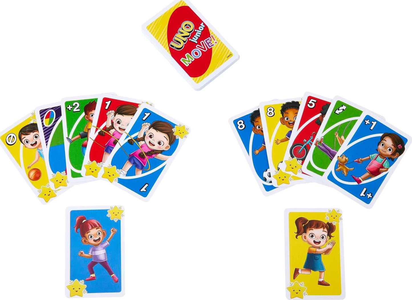 Mattel Games UNO Junior Move Kids Card Game with Action Rules, Family & Travel Party Game for Kids and Families