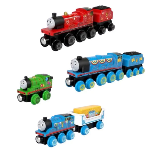 Fisher-Price Thomas & Friends Wooden Railway Celebration Engines Train Set, Wooden Toy Trains & Railway Playset for Kids and Preschoolers Ages 3+