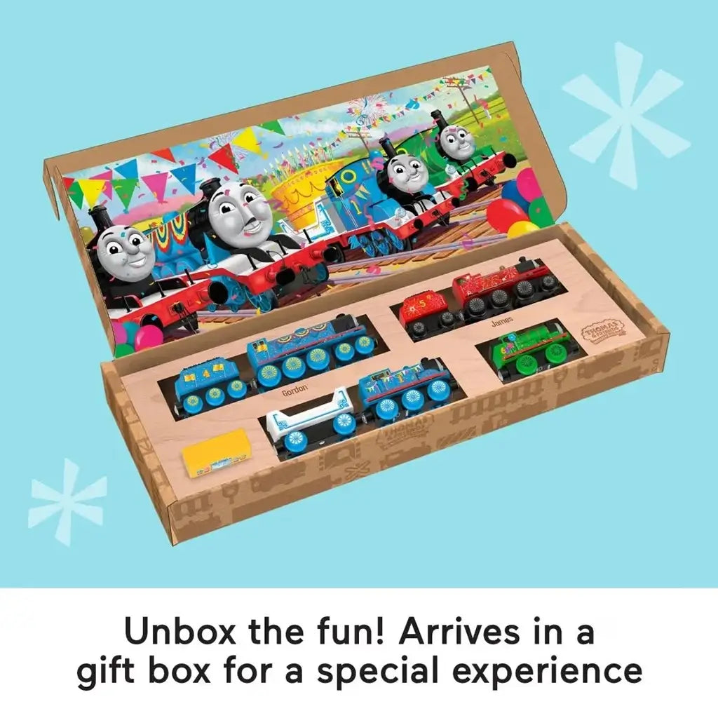 Fisher-Price Thomas & Friends Wooden Railway Celebration Engines Train Set, Wooden Toy Trains & Railway Playset for Kids and Preschoolers Ages 3+