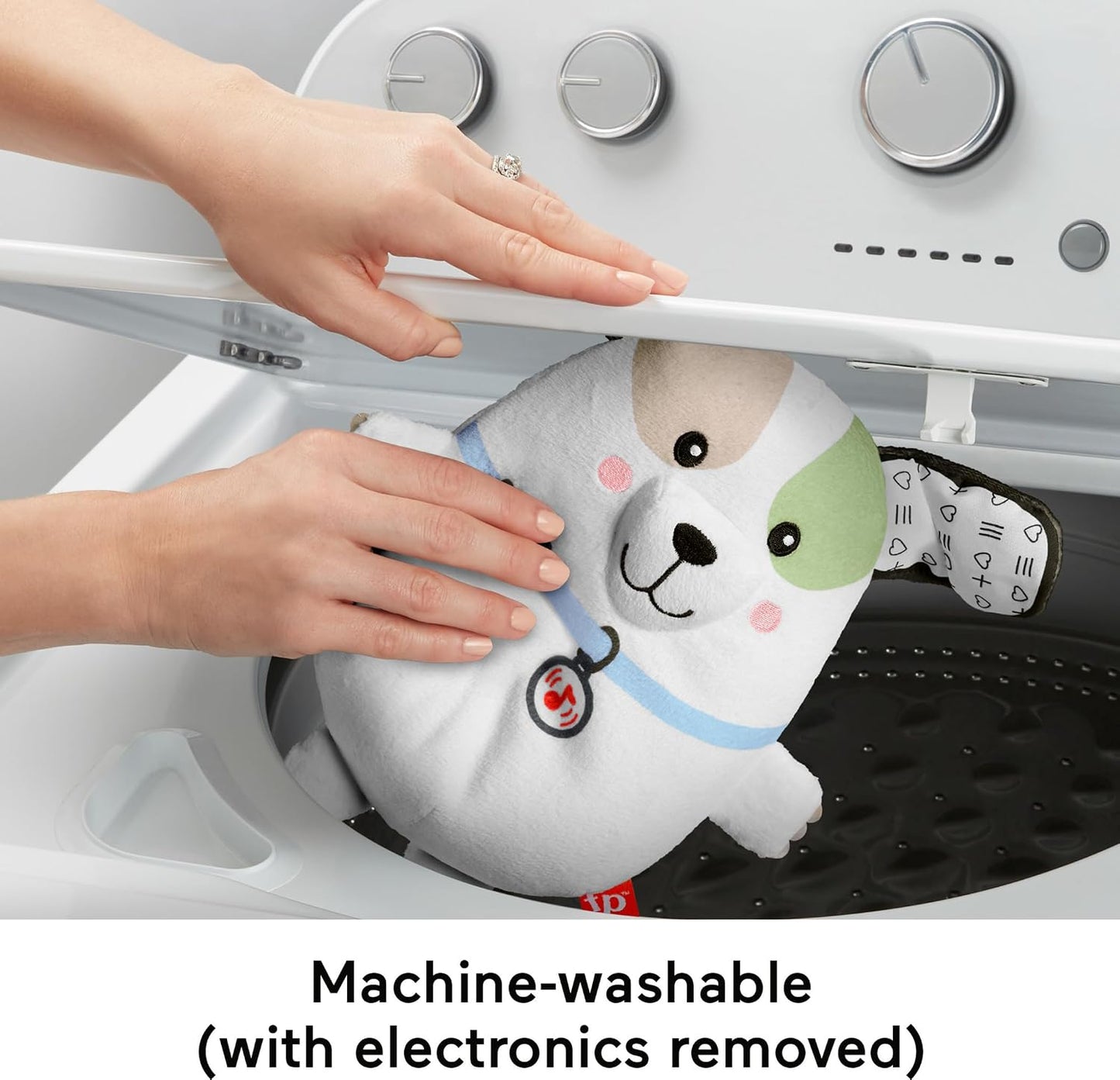 Fisher-Price Calming Vibes Puppy Soother Plush with Portable Sound Machine & Vibrations for Newborns 0+ Months
