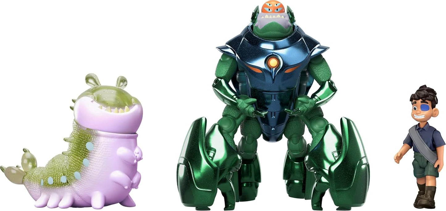 Mattel Disney and Pixar Elio Storyteller 3-Pack Action Figures, Elio, Ambassador Grigon & Glordon Posable Movie Toys, 4-Inch Scale