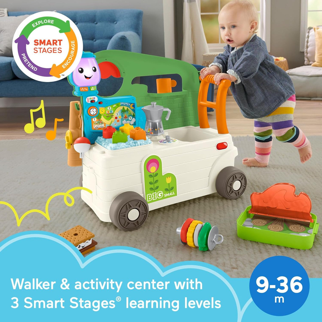 Fisher-Price Baby to Toddler Toy - On-the-Go Camper Walker & Activity Center