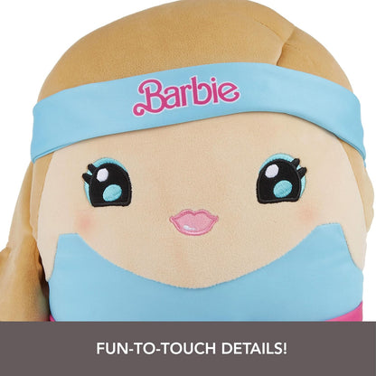 Barbie Cuuutopia Plush Doll, 10-Inch Soft Pillow Doll with ’80s-Inspired Workout Look, Tactile Tie Belt & Long Ponytail, Collectible Toy