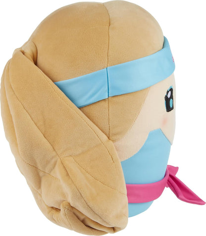 Barbie Cuuutopia Plush Doll, 10-Inch Soft Pillow Doll with ’80s-Inspired Workout Look, Tactile Tie Belt & Long Ponytail, Collectible Toy