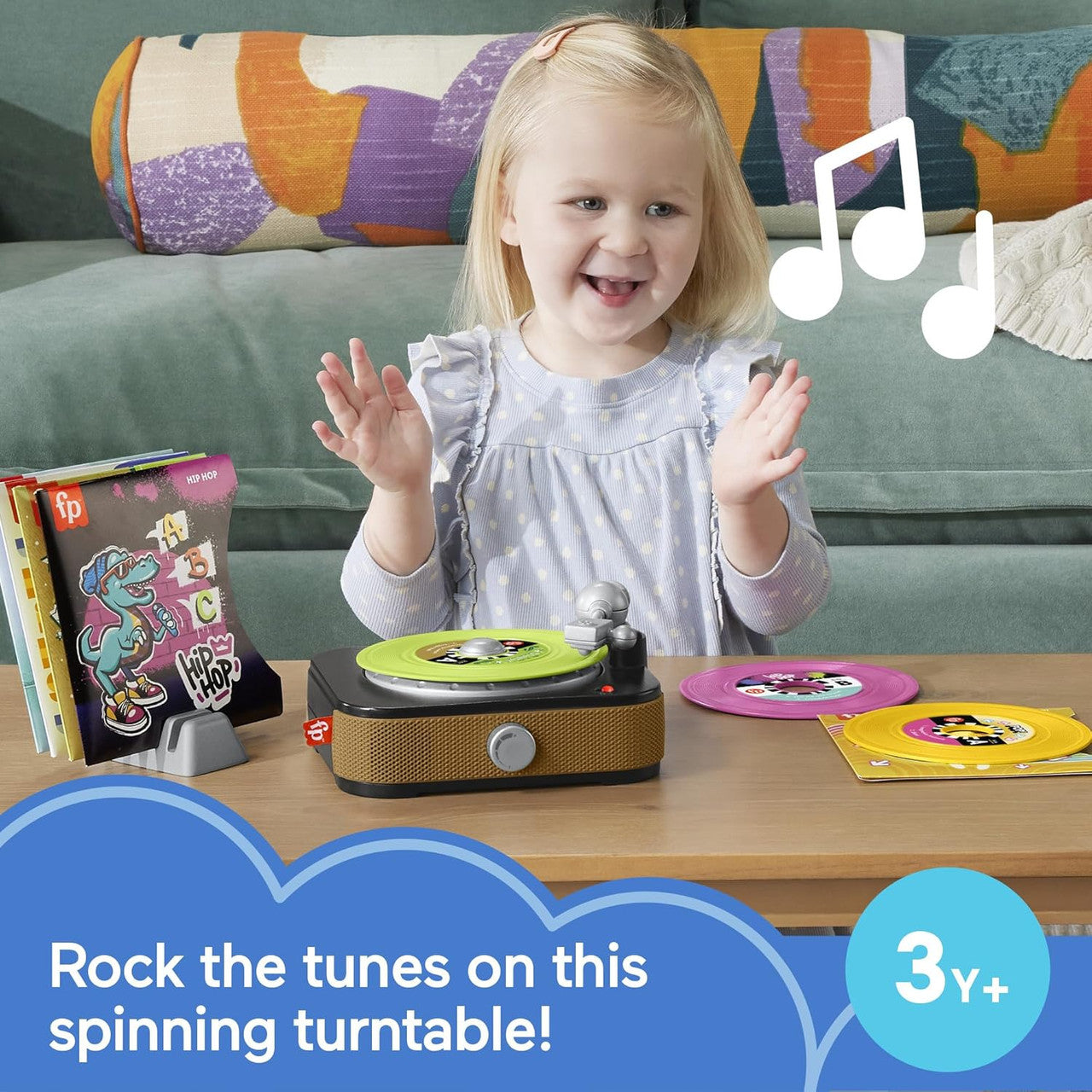 Fisher-Price Rockin’ Record Player Musical Toy for Preschool Pretend Play