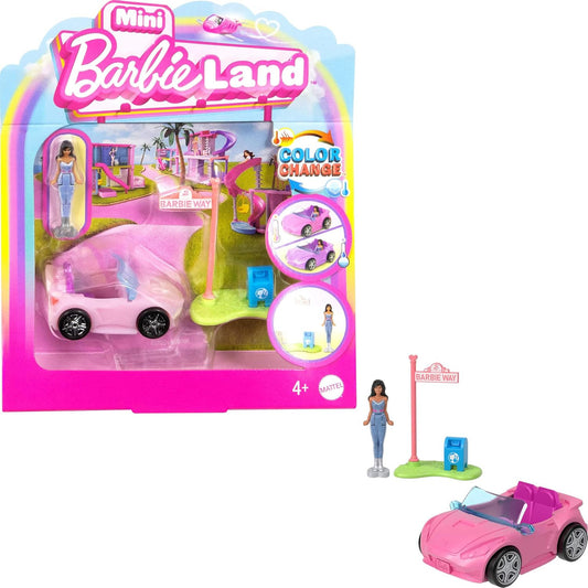 Barbie Mini BarbieLand Playset with 1.5-Inch Doll and Convertible Car