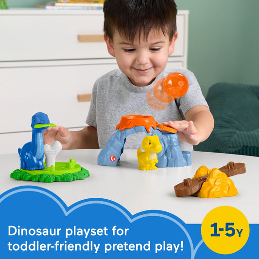Fisher-Price Little People Spin & Play Dinosaur Playground Toddler Playset, 6-Piece Interactive Toy Set for Kids and Toddlers