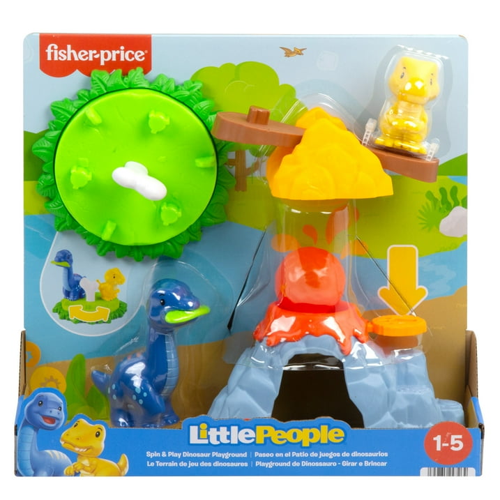 Fisher-Price Little People Spin & Play Dinosaur Playground Toddler Playset, 6-Piece Interactive Toy Set for Kids and Toddlers