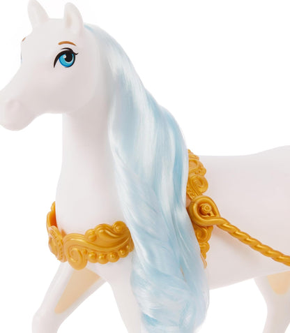 Disney Princess Cinderella’s Rolling Carriage with Gold Details, White Horse with Brushable Mane & Tail, Inspired by Disney Movie