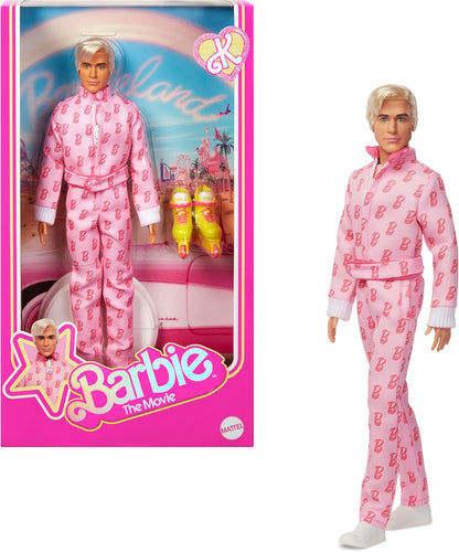 Barbie The Movie Ken Collectible Doll, Ryan Gosling as Ken in Pink Jumpsuit with “B” Detail, White Sneakers & Multicolor Roller Skates