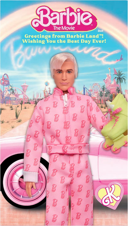 Barbie The Movie Ken Collectible Doll, Ryan Gosling as Ken in Pink Jumpsuit with “B” Detail, White Sneakers & Multicolor Roller Skates