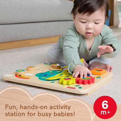 Fisher-Price Wooden Activity Station Baby Busy Board Toy
