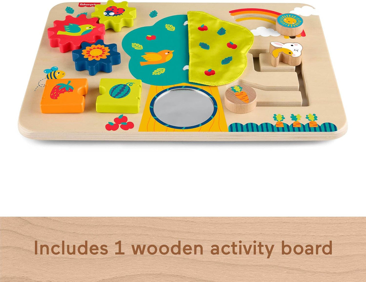 Fisher-Price Wooden Activity Station Baby Busy Board Toy