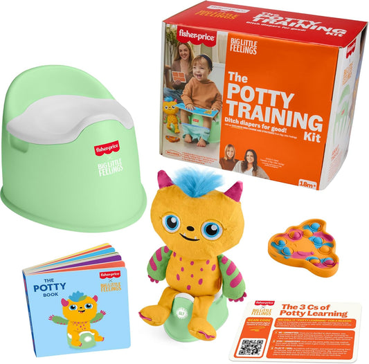 Fisher-Price Toddler Toys Big Little Feelings Potty Training Play Kit, 6-Piece Activity Set with Parenting Tips for Kids Ages 18+ Months