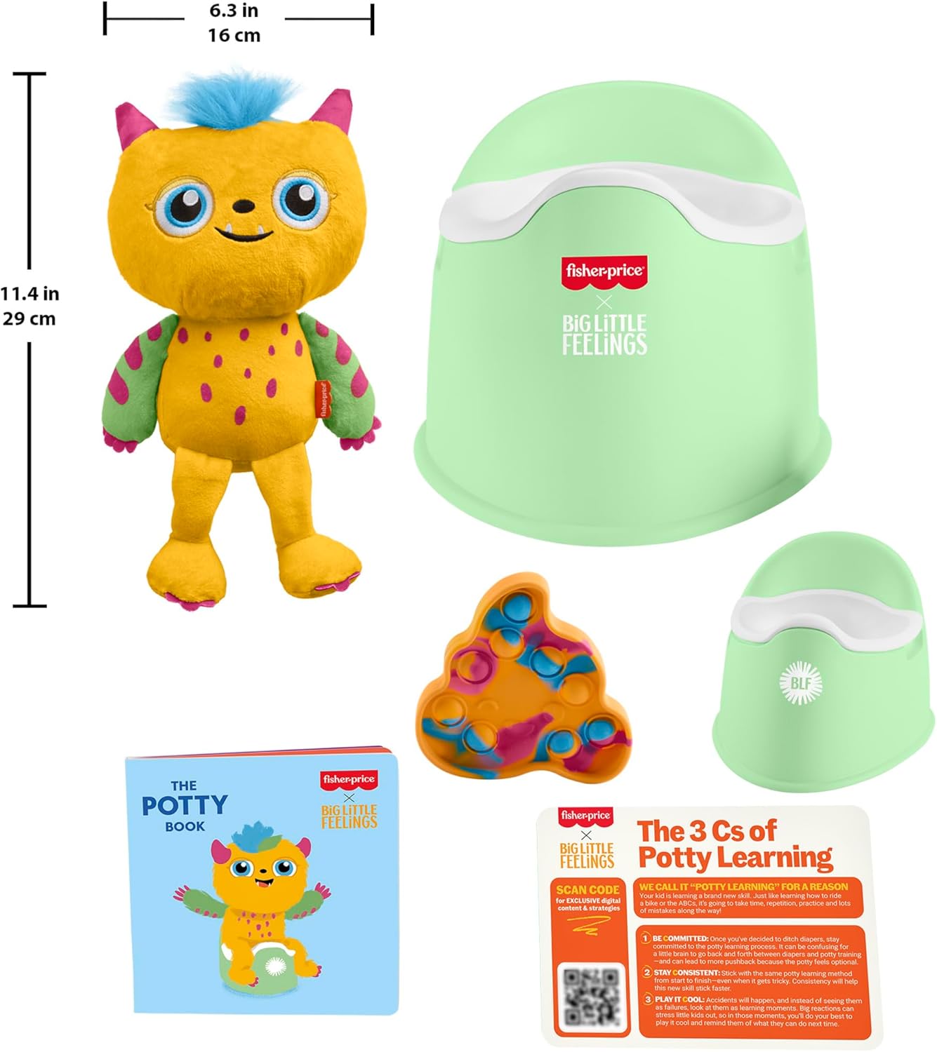 Fisher-Price Toddler Toys Big Little Feelings Potty Training Play Kit, 6-Piece Activity Set with Parenting Tips for Kids Ages 18+ Months