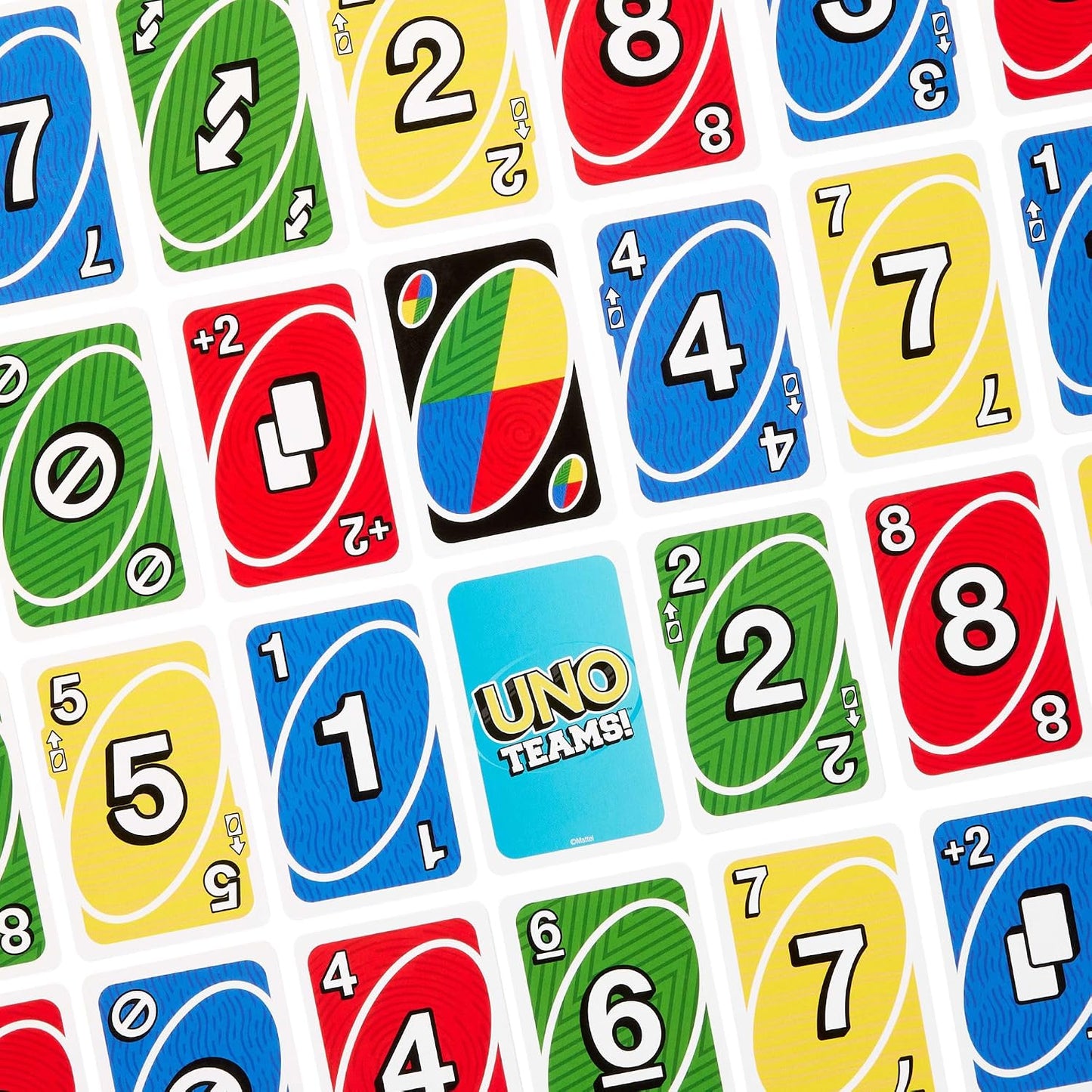 Mattel Games UNO Teams Card Game for Family & Game Nights, Travel, Camping & Parties, 7+ Players, Up to 4 Teams, Colorblind-Friendly Cards