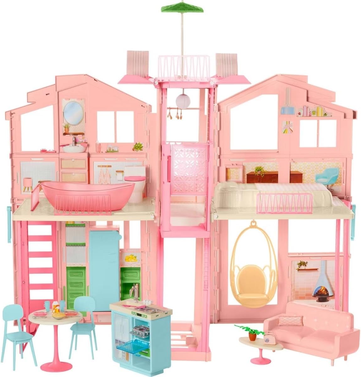 Barbie Hearth & Hand Townhouse Playset with 3 Levels & 40+ Pieces Including Furniture & Accessories