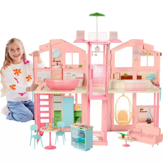 Barbie Hearth & Hand Townhouse Playset with 3 Levels & 40+ Pieces Including Furniture & Accessories
