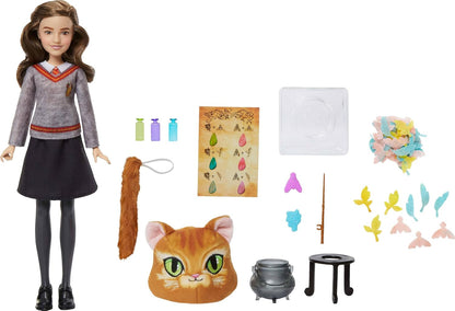 Mattel Harry Potter Polyjuice Potions Hermione Granger Doll & Playset with Movie-Inspired Hogwarts Uniform, 13 Accessories & Fizz