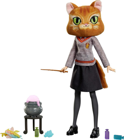 Mattel Harry Potter Polyjuice Potions Hermione Granger Doll & Playset with Movie-Inspired Hogwarts Uniform, 13 Accessories & Fizz