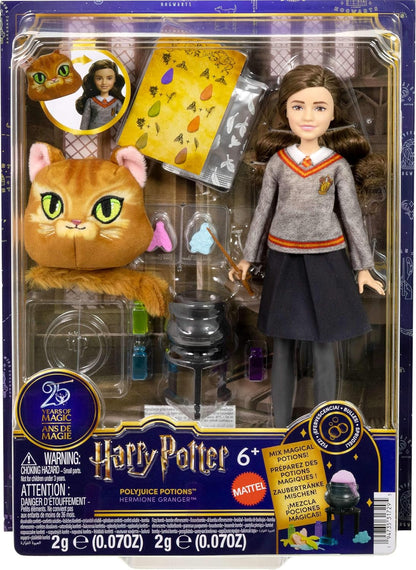 Mattel Harry Potter Polyjuice Potions Hermione Granger Doll & Playset with Movie-Inspired Hogwarts Uniform, 13 Accessories & Fizz