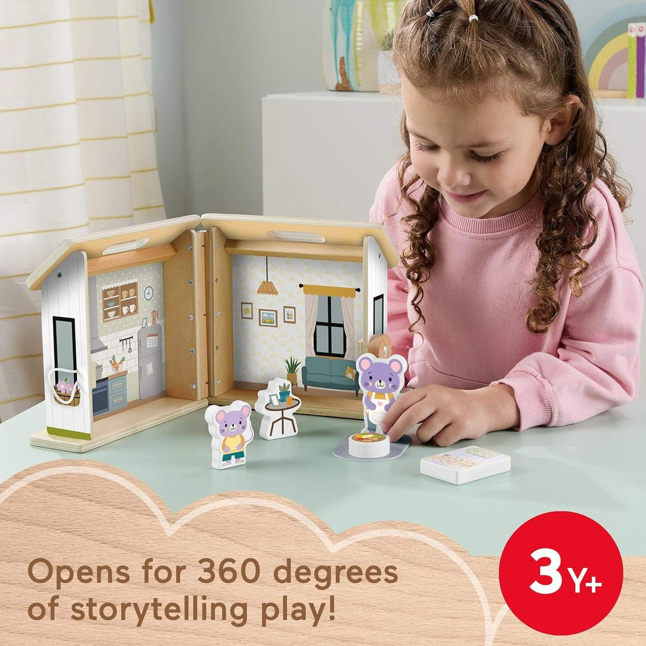 Fisher-Price Wood Pretend Play Toy Dollhouse