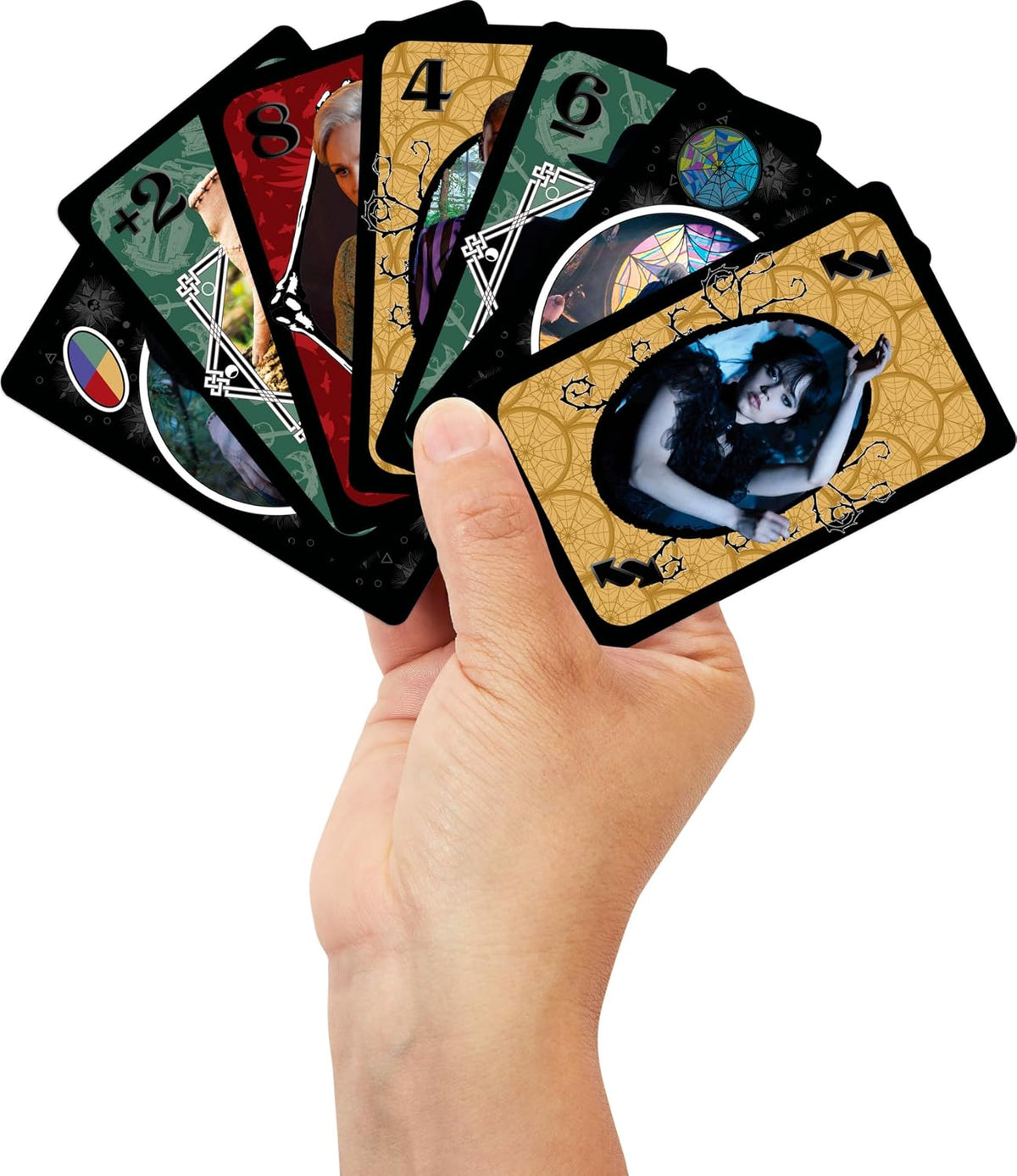 Mattel Games UNO Wednesday Card Game for Kids, Adults & Family Nights, Parties, Travel & Camping, Collectible Toy Inspired by the Series