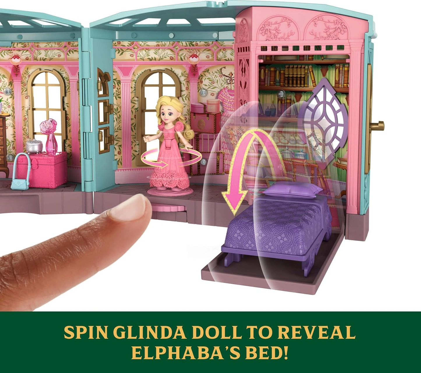 Mattel Wicked So Popular Dorm Small Doll Playset with 3 Play Spaces & 9 Accessories, Inspired by Universal Pictures’ Movie