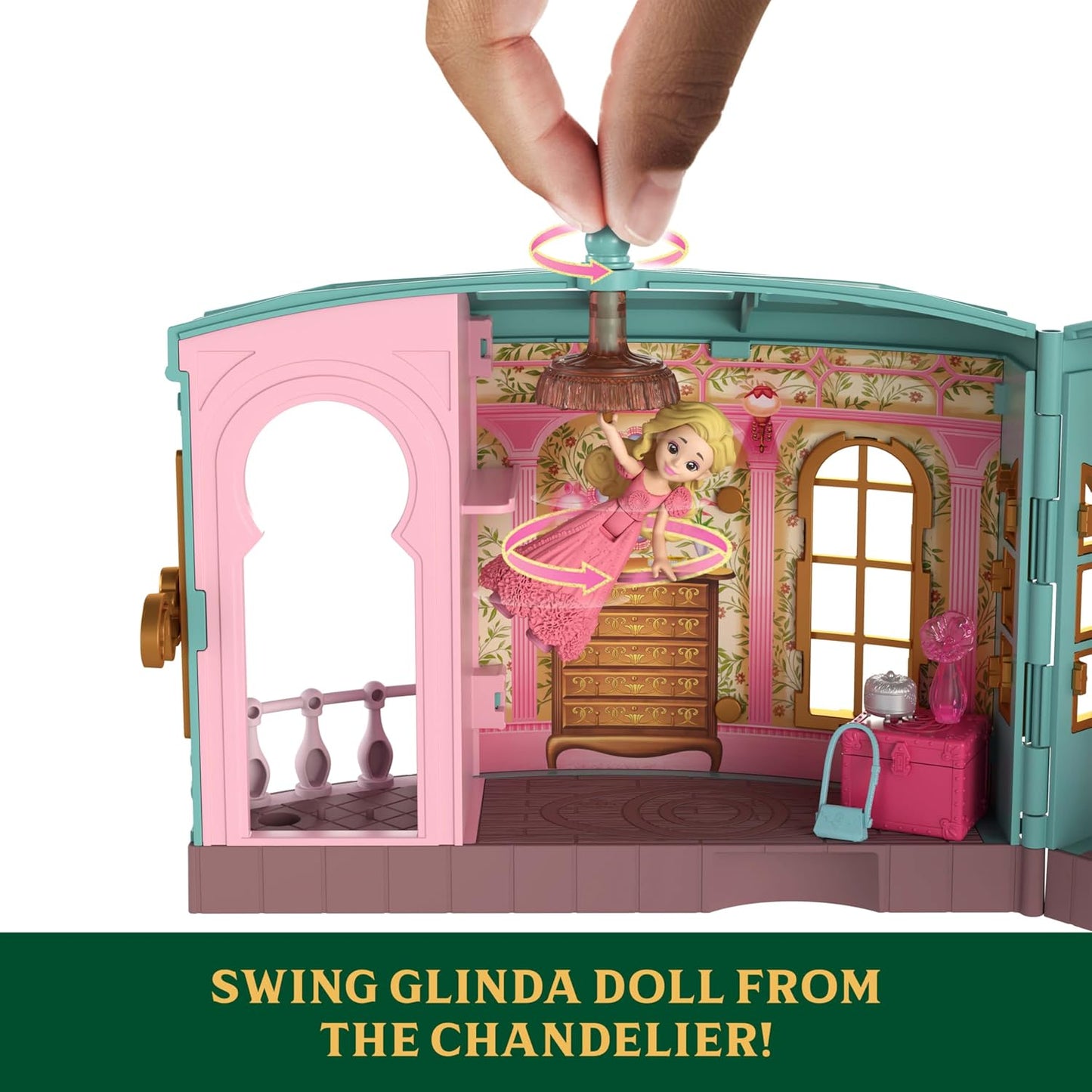 Mattel Wicked So Popular Dorm Small Doll Playset with 3 Play Spaces & 9 Accessories, Inspired by Universal Pictures’ Movie