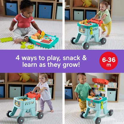 Fisher-Price Baby Push Toy 4-in-1 Snack Cart Walker Learning Activity