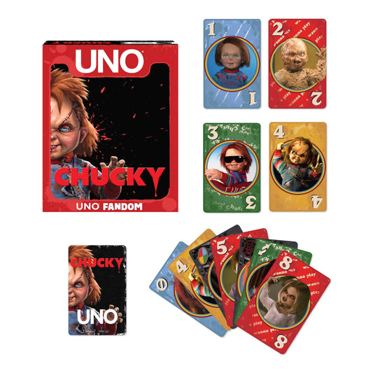 UNO Fandom Chucky Card Game, Collectible Horror Edition UNO Deck for Family Game Night and Fans