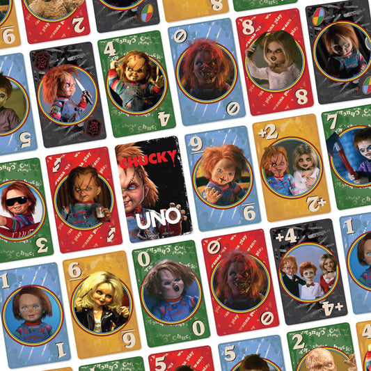 UNO Fandom Chucky Card Game, Collectible Horror Edition UNO Deck for Family Game Night and Fans
